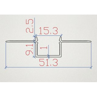 PrimoLight Profil aluminiowy podtynkowy 15x12mm srebrny klosz mleczny 2m