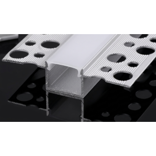 PrimoLight Profil aluminiowy podtynkowy 15x12mm srebrny klosz mleczny 2m