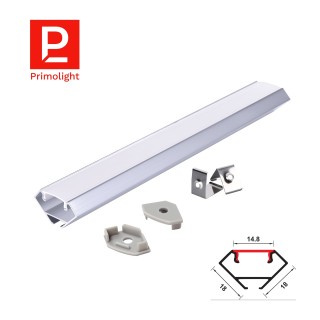 PrimoLight Profil aluminiowy LED narożny 18x18mm srebrny klosz mleczny 2m