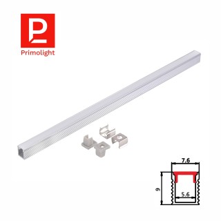 PrimoLight LED aluminum profile high 7.5x9mm milky silver shade 2m