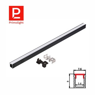 PrimoLight Aluminum profile high 7.5x9mm black milky shade 2m