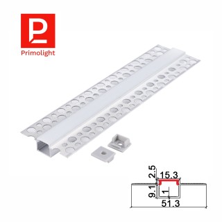 PrimoLight Profil aluminiowy LED podtynkowy 15x12mm srebrny klosz mleczny 2m