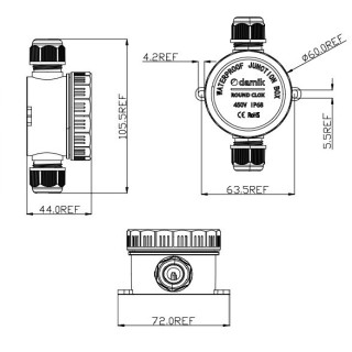 DAMIK ROUND CLOX 02T – IP68 450V Puszka Łączeniowa Hermetyczna Przelotowa