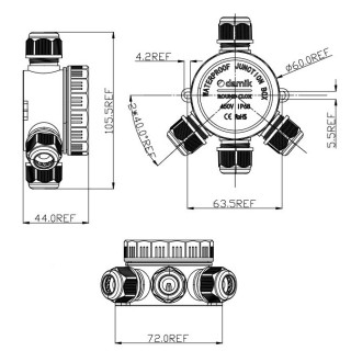 DAMIK ROUND CLOX 04A IP68 450V Puszka Łączeniowa Hermetyczna Czterodrożna