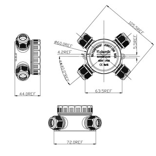 DAMIK ROUND CLOX 04TB IP68 450V Puszka Łączeniowa Hermetyczna Czterodrożna X